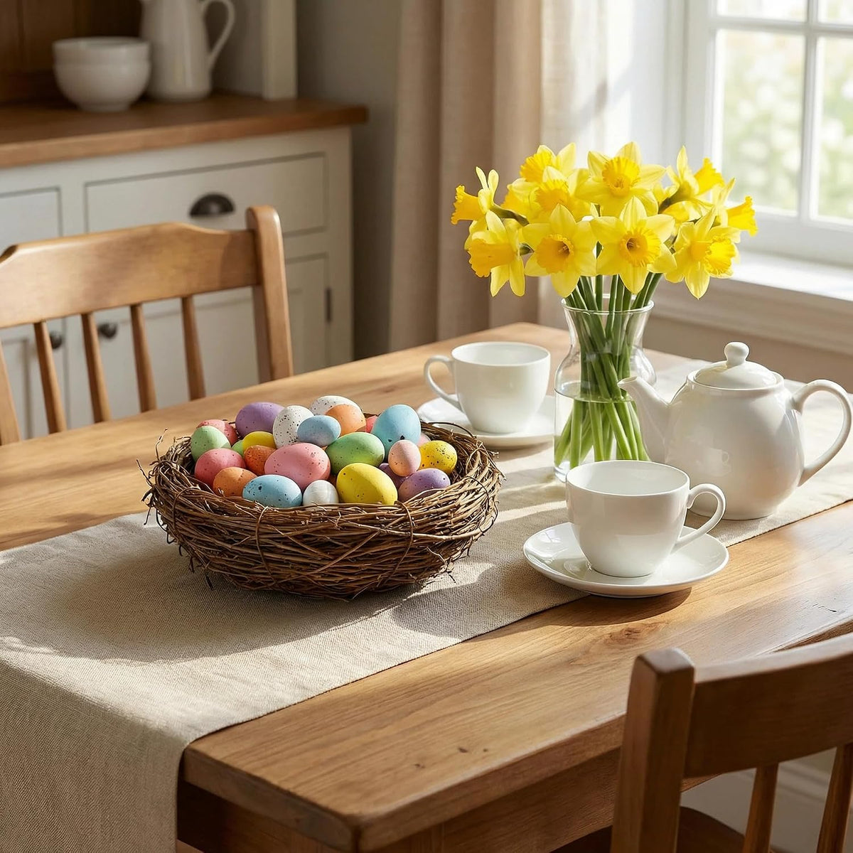 32 PCS 3 Sizes 8 Colors Pastel Speckled Easter Eggs Decor,Foam Easter Egg Decoration for Easter Basket Vase Fillers