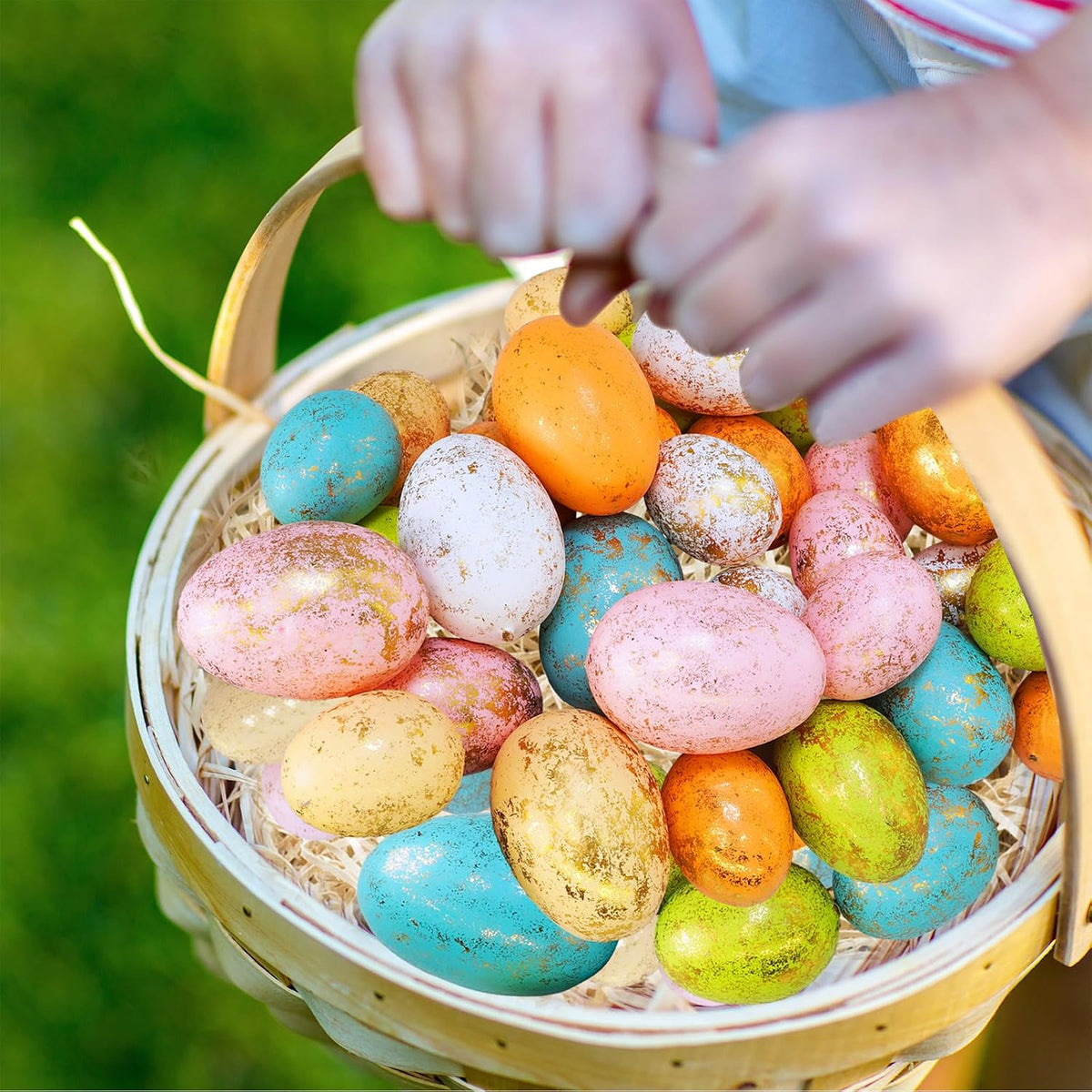 48 Pcs 6 Colors Foam Easter Eggs Assorted Pastel Gold Leaf Easter Eggs Decorative Easter Eggs Gold Speckled Easter