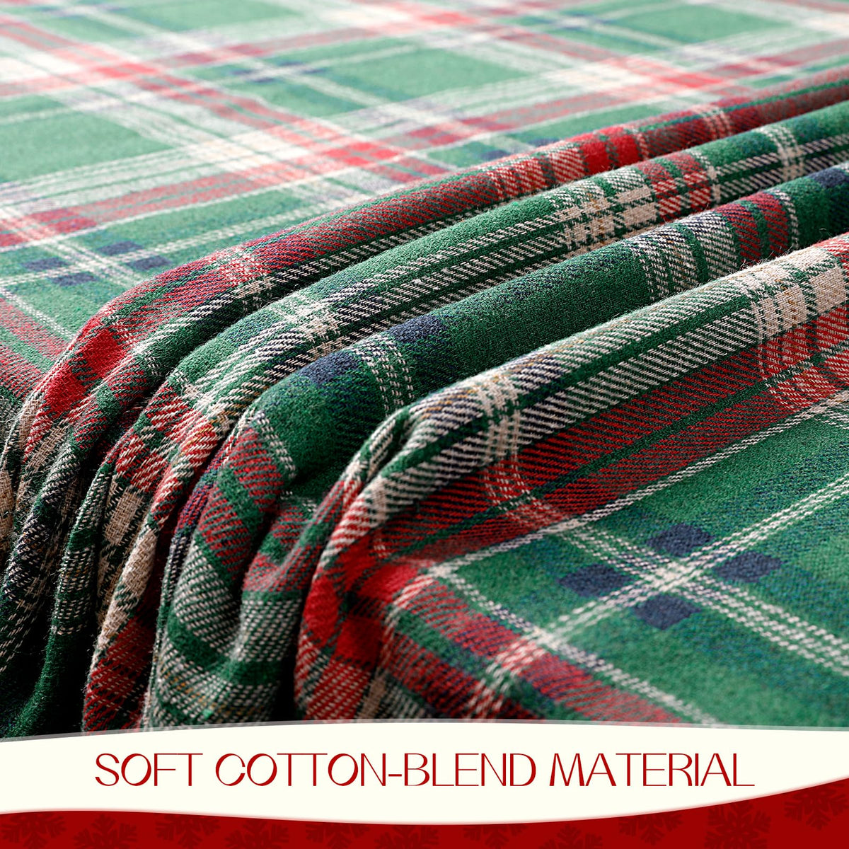 Christmas Checkered Tablecloth Rectangle, 54 x 80 Inch, Green
