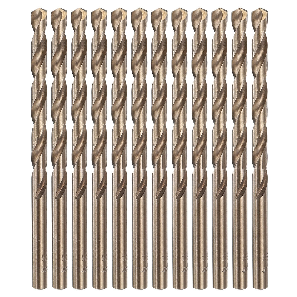 HARFINGTON 12pcs Cobalt Drill Bit, #6 0.204" HSS-CO Aircraft Twist Drill Bit with Straight Round Shank for Drilling Stainless Steel Cast Iron Tough Material