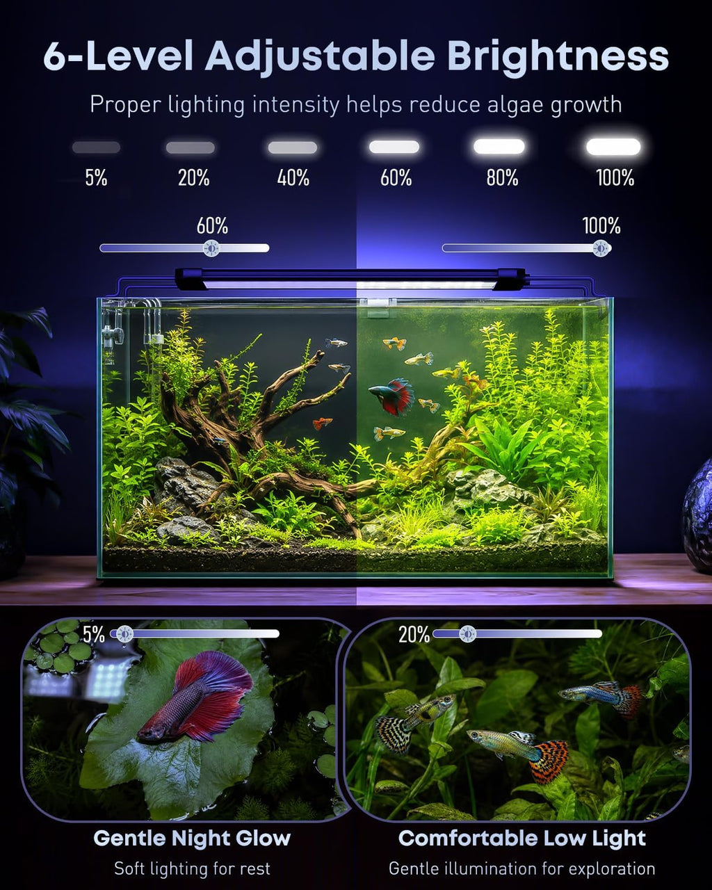 11W Aquarium LED Light for 12 to 18 Inch Fish Tanks Extendable Fish Tank Light with Full Spectrum Brilliant White