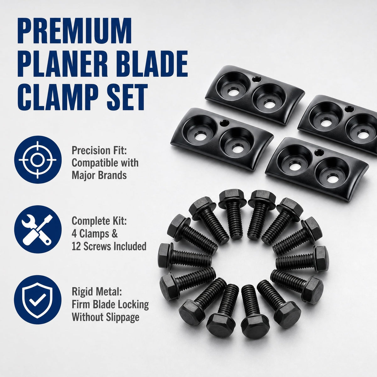 3-1/4" 82mm Carbide Planer Blade Clamps Kit Replacement for Makita N1900B KP0800 LXPK01, DeWalt CP580 D26676 D26677K DW6655 DW680, Bosch 1594 PL1682, Ryobi and Most Hand-Held Planers, 4pcs with Screws