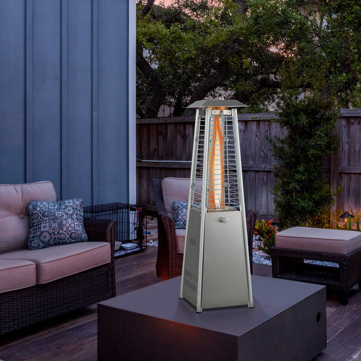 34" Pyramid Tabetop Propane Patio Heater, Silver
