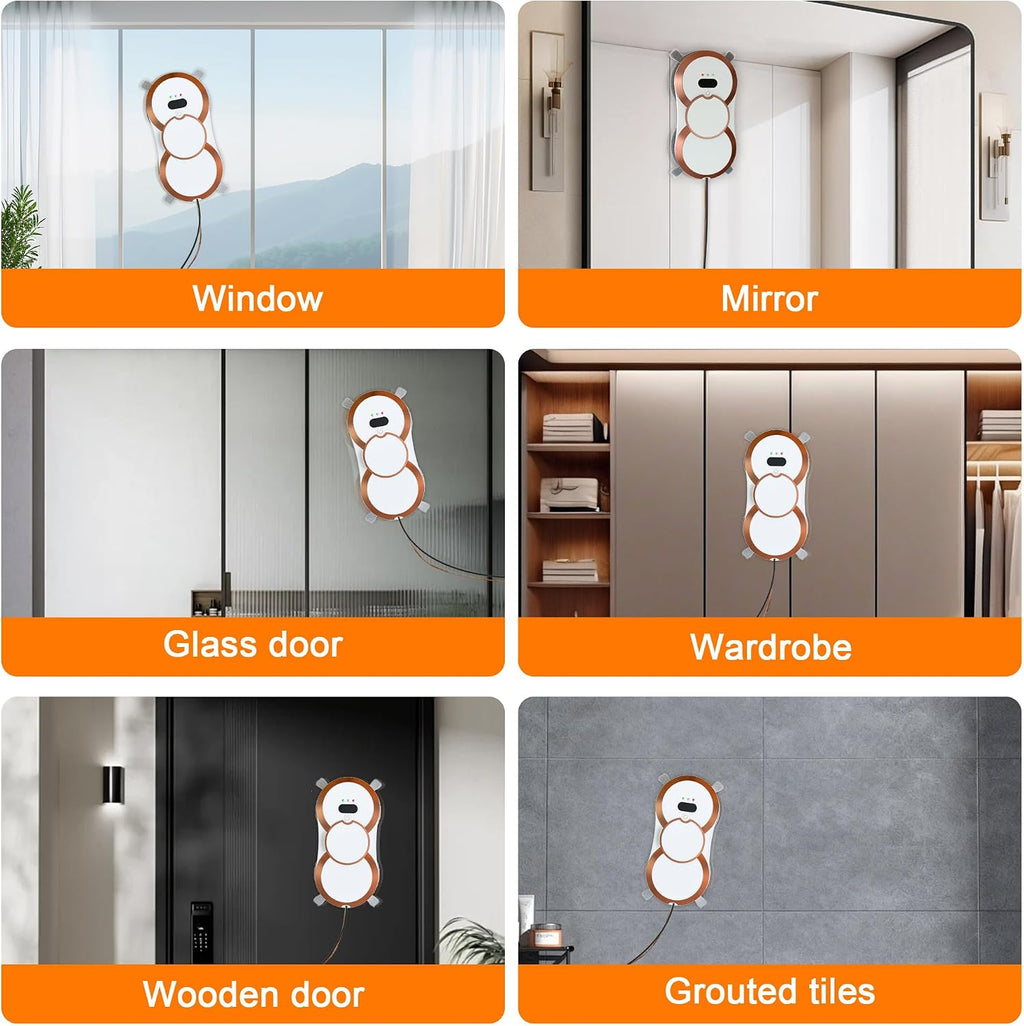Automatic Window Cleaning Robot with Dual Spray & 6000Pa Suction