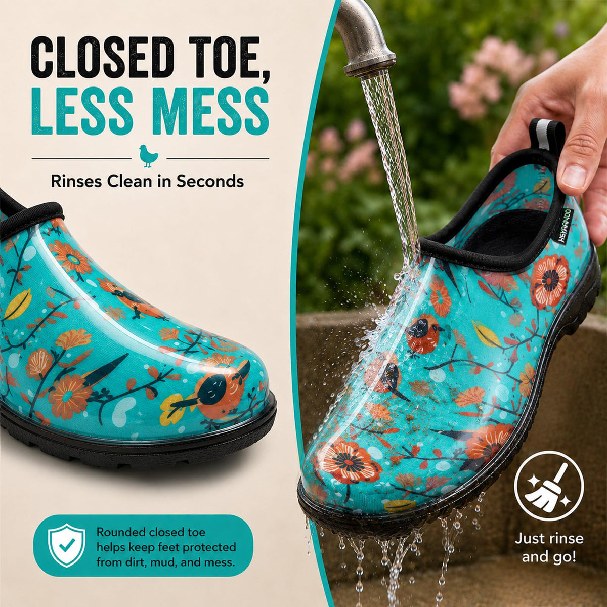 Garden Shoes for Women Waterproof Slip-On Garden Clogs