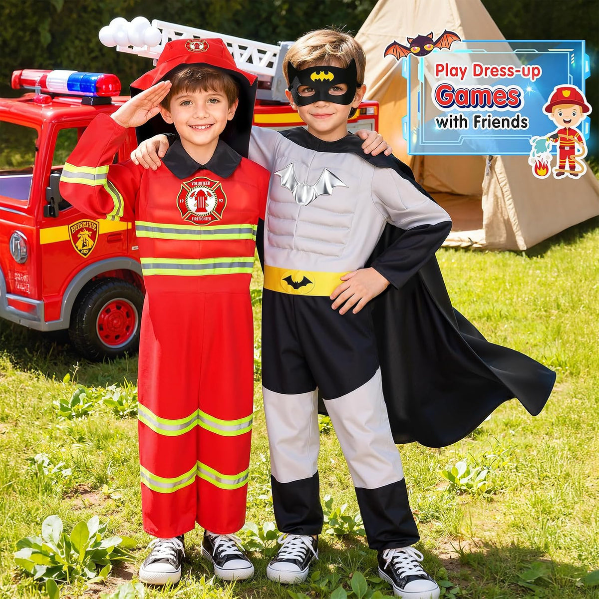 Costumes for Kids Boys Dress up Clothes for Role Play, Boys Muscle Chest | Dress up Costumes with Policeman, Fireman