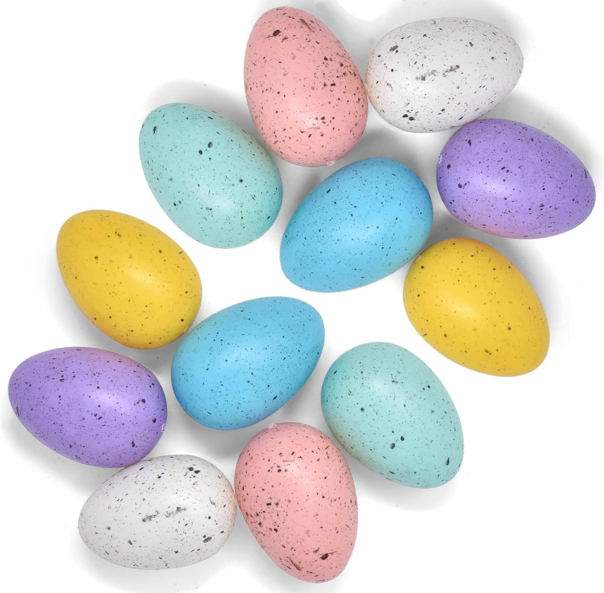Pastel Speckled Easter Eggs Set (6 Pack) Decorative Faux Eggs Spring Decor Basket Fillers Farmhouse Easter Table