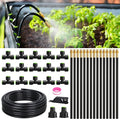 50FT Drip Irrigation System, Garden Watering Kit with 15pcs 360°Adjustable Copper Nozzles, Automatic Atomizing