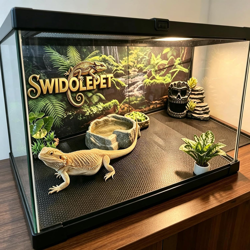 118" Non-Adhesive Reptile Tank Carpet for Bearded Dragon, Black