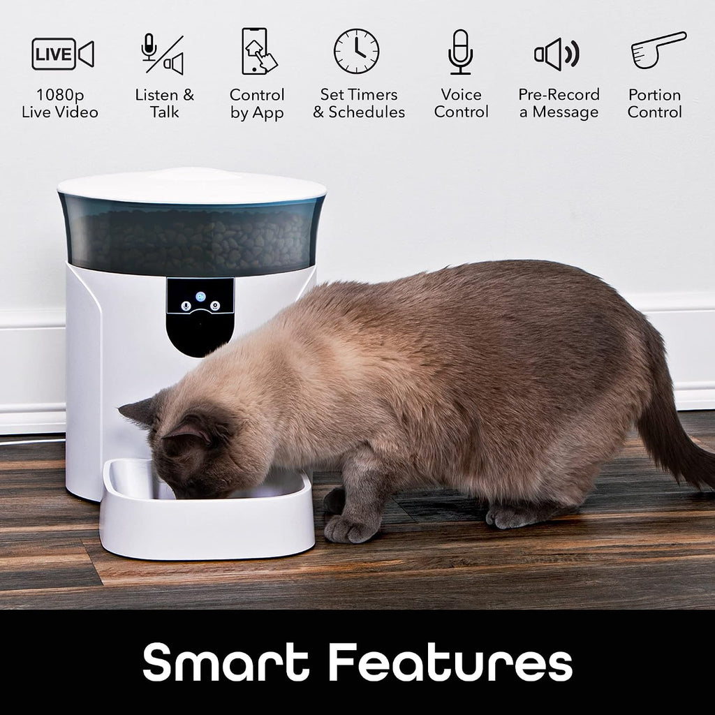7L Automatic Cat & Dog Feeder with Smart Pet Camera, Timer & Voice