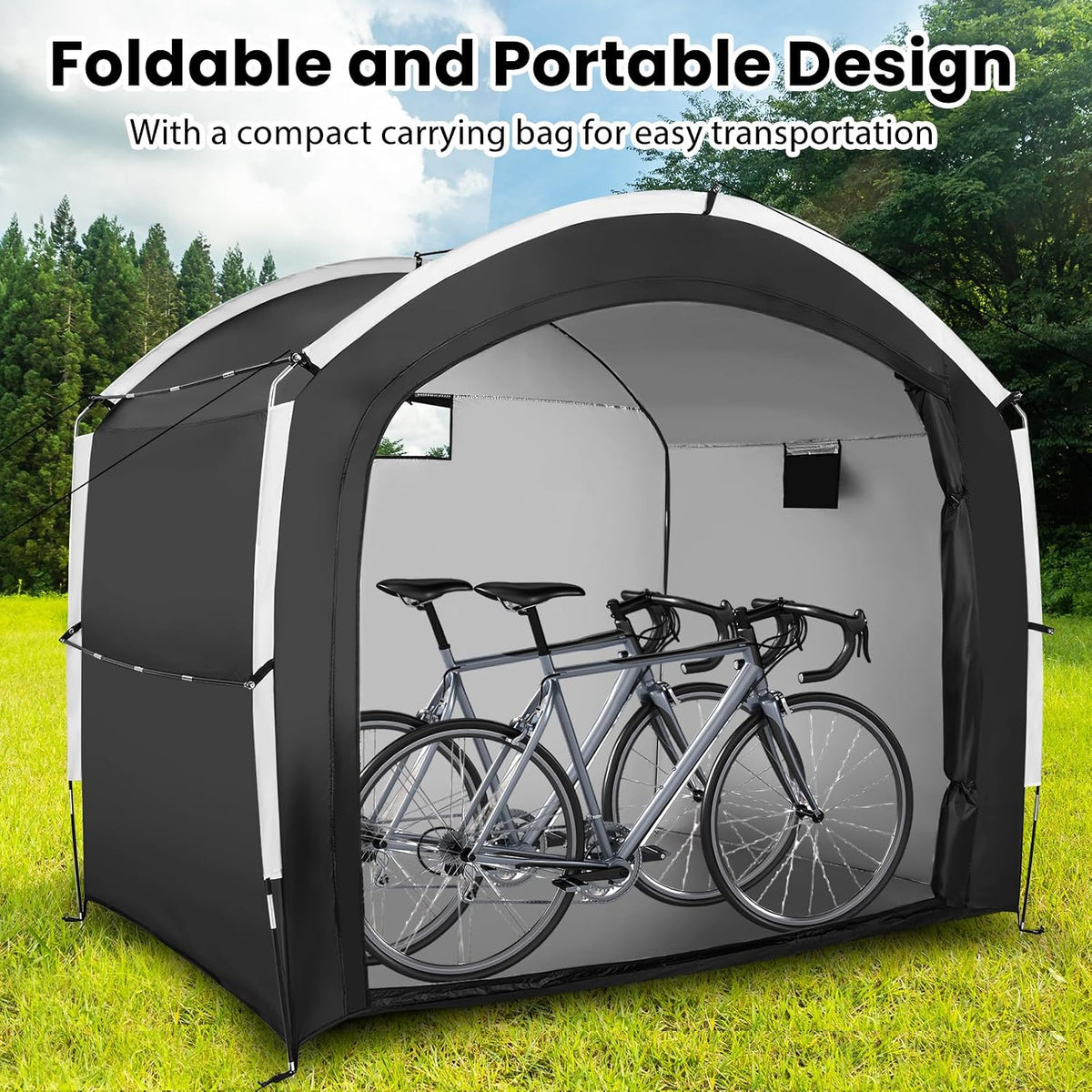 Bike Storage Shed for 5 Bikes, UPF50+ Outdoor Portable Bicycle Storage Shelter Tent with 210D Oxford Fabric, Heavy