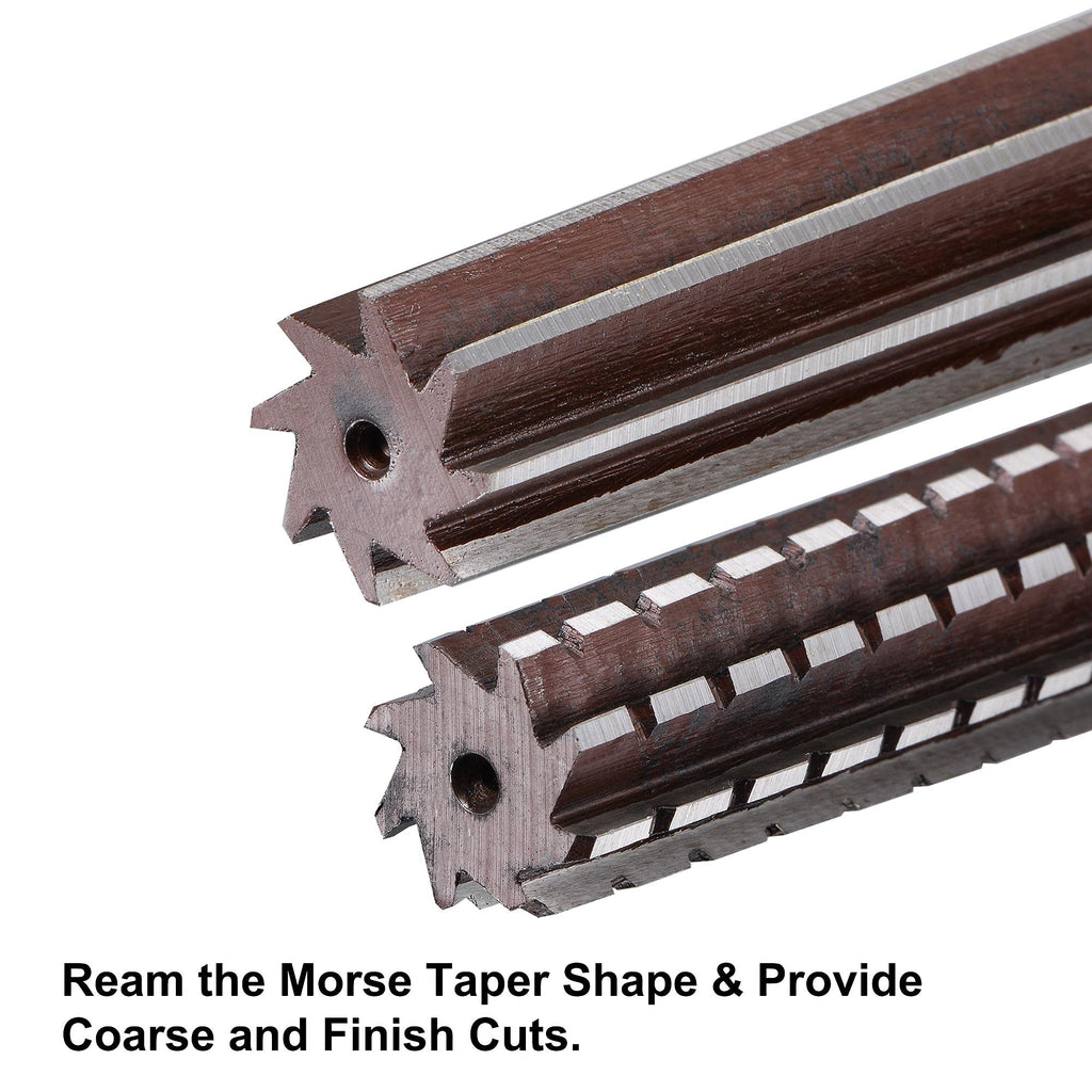 uxcell MT3 Morse Taper Reamer Coarse and Finish Set H8 Accuracy 8 Flutes