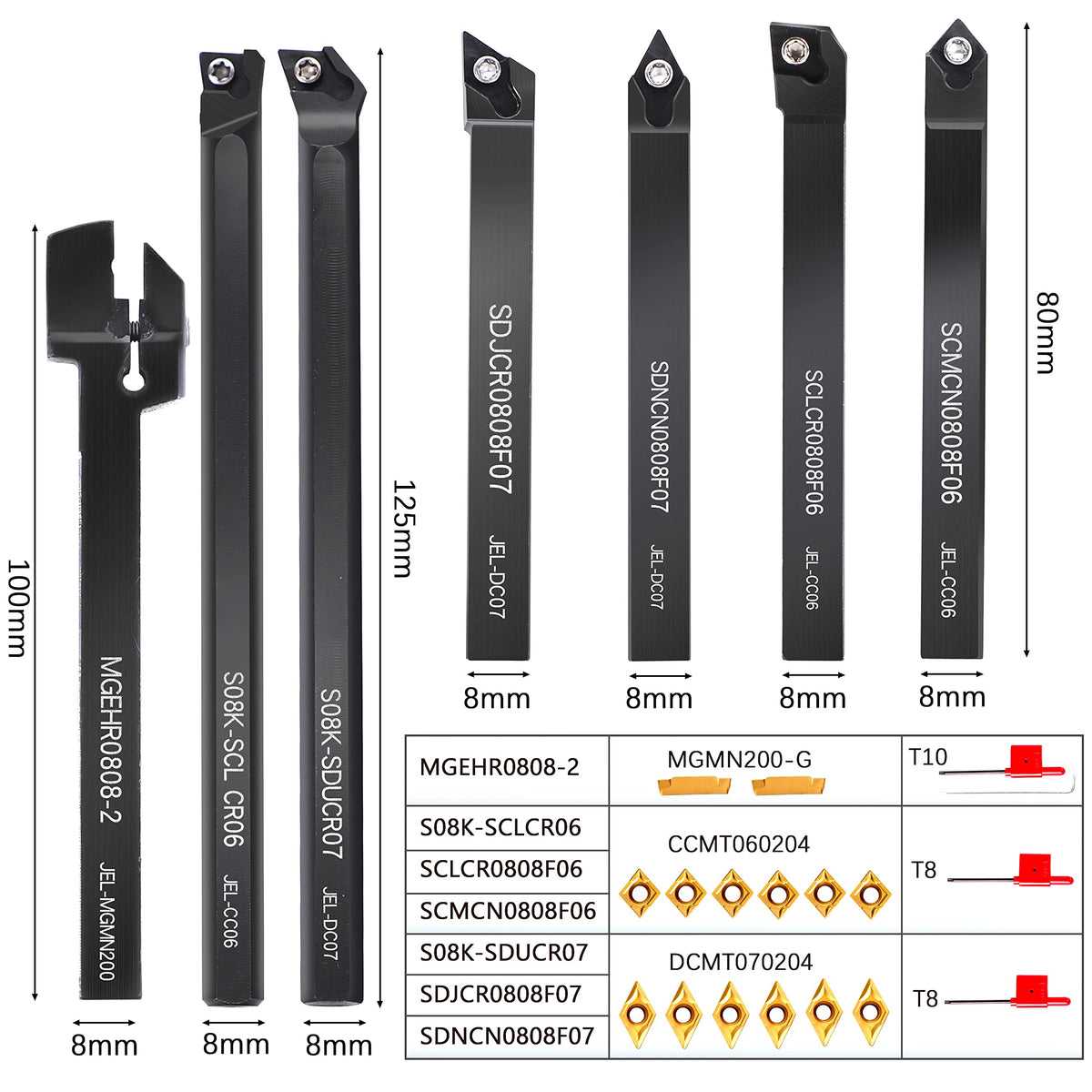 UpJiaFlarish Carbide Lathe Tools Set，5/16 Turning Holder & Carbide Inserts
