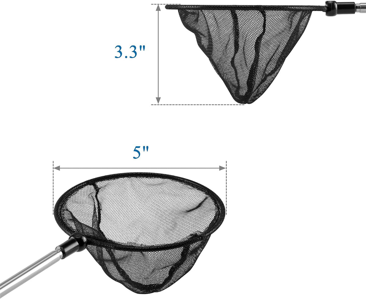 Aquarium Fish Net with Extendable Stainless Steel Long Handle Fine Mesh Net for Fish Tank