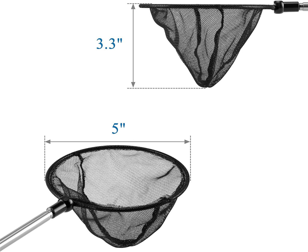 Aquarium Fish Net with Extendable Stainless Steel Long Handle Fine Mesh Net for Fish Tank