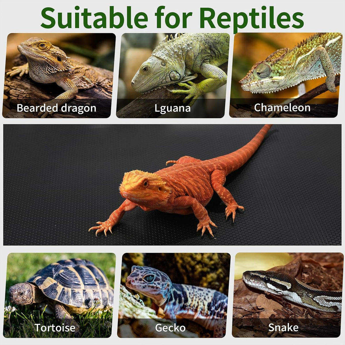 Bearded Dragon Tank Accessories, Reptile Mat, Reptile Terrarium Substrate Liner for Leopard Gecko, Lizard, Snake