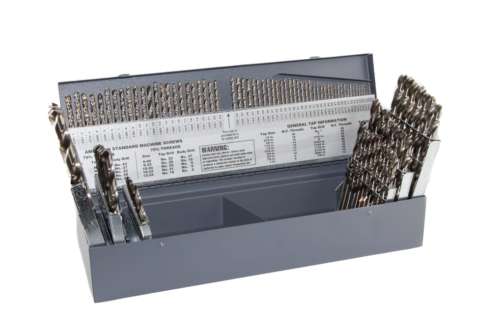 Drill America 115 Piece High Speed Steel Drill Bit Set with Bright Finish (1/16"-1/2", A-Z, #1-#60), D/AP Series