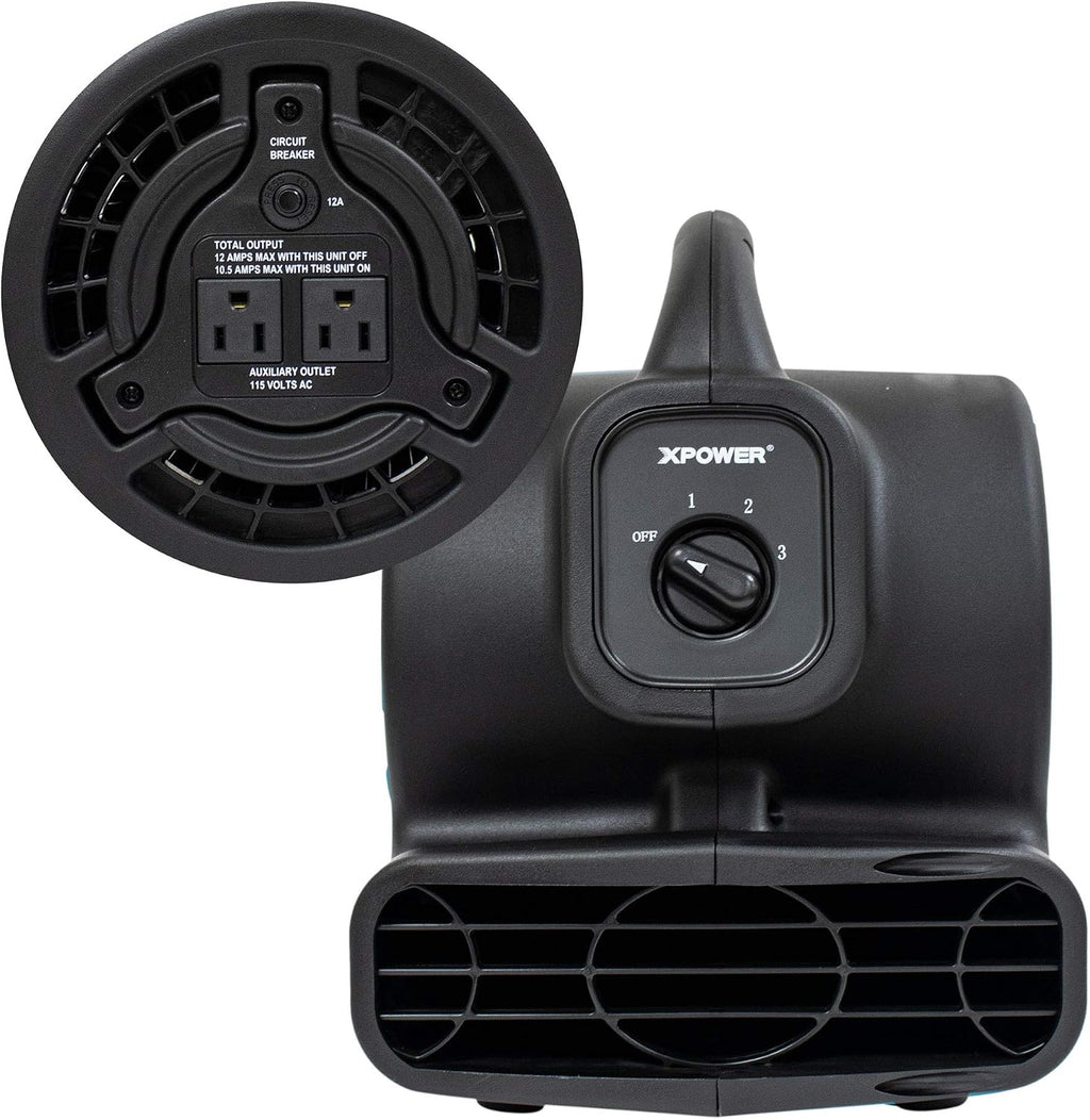 P-80A Mini Mighty 138 W 600 CFM Centrifugal Air Mover, Carpet Dryer, Floor Fan, Blower, Stackable, Daisy Chain, for
