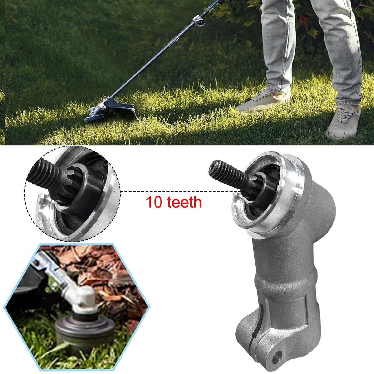 Aporozona Trimmer Drive Gear Box 308053004 Head Gear for RIDGID R01201 R01201B,for HART HLST02LB HLST02LBVNM Weed Trimmer for Ryobi RY254BC RY254BCVNM RYBRC77 Brush Cutter