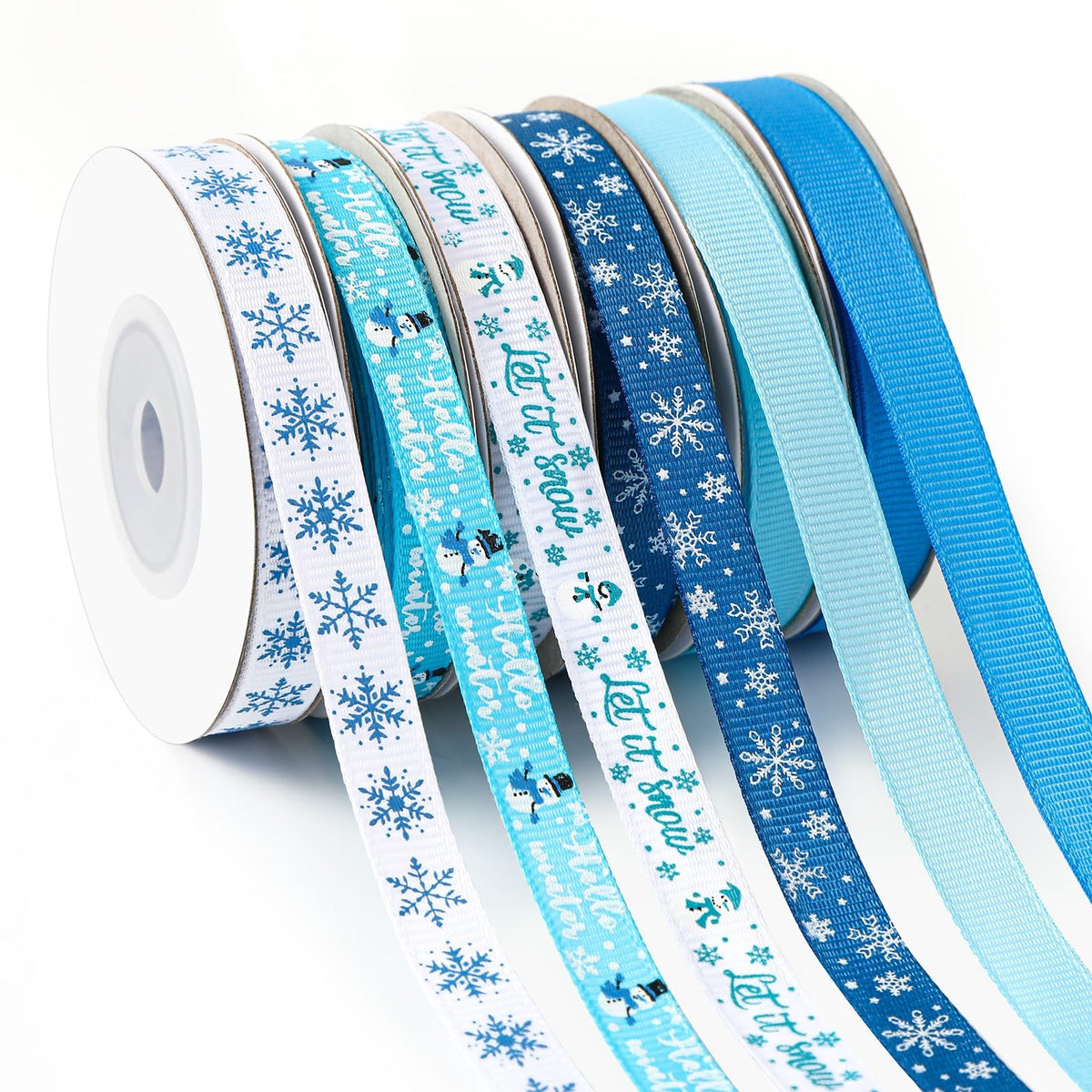 Winter Ribbons for Gift Wrapping, 6 Rolls 60 Yards Christmas Ribbon