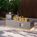 2-Piece 42" Rectangular Propane Fire Pit Table for Outside Patio 50,000 BTU