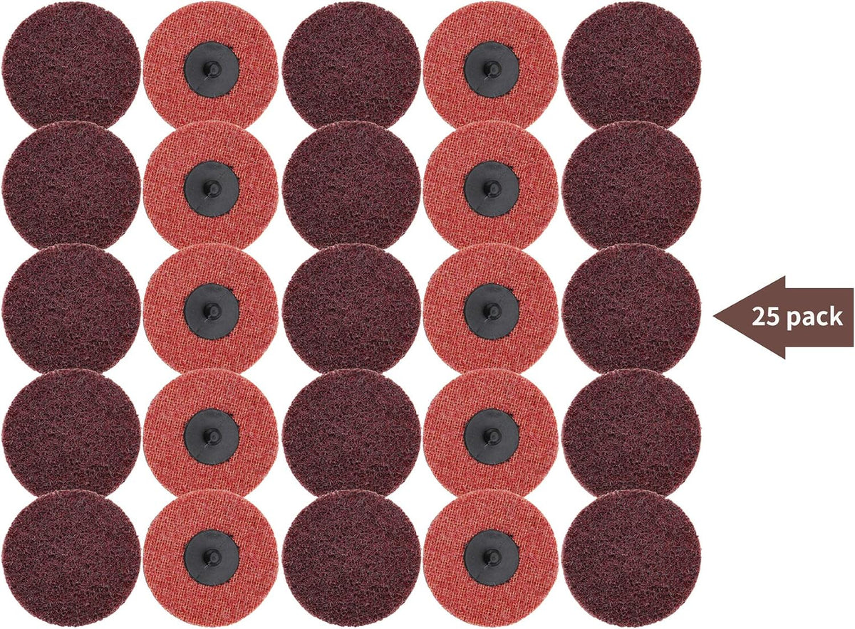 3 Inch Surface Conditioning Discs, 25 Pcs Medium Sanding Discs, Type-R Quick Change and Heat Dissipation (Red-Medium).