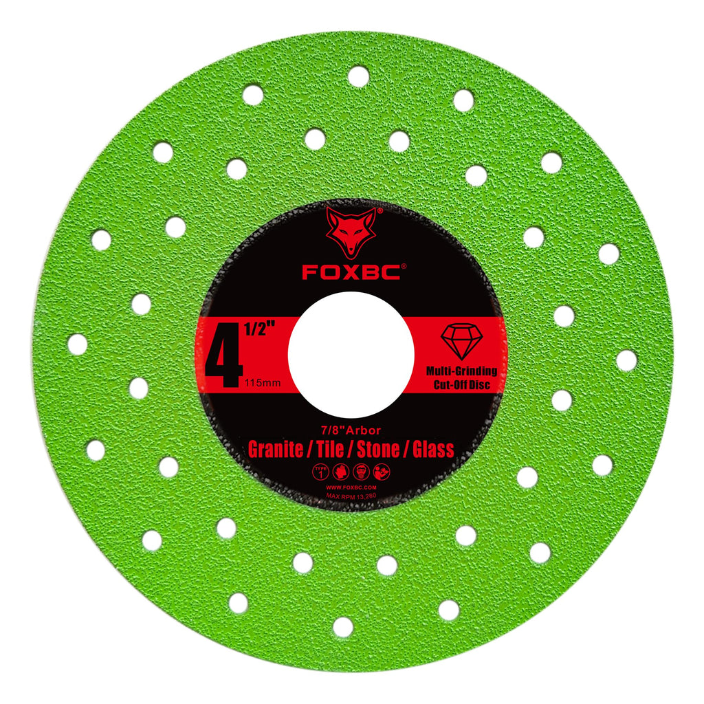FOXBC 4-1/2 inch Tile Cutter Diamond Saw Blades for Angle Grinder, Multi-Purpose Cut-Off & Grinding Disc for Porcelain, Glass, Ceramic, Marble, Stone, 7/8" Arbor - 3 Pack