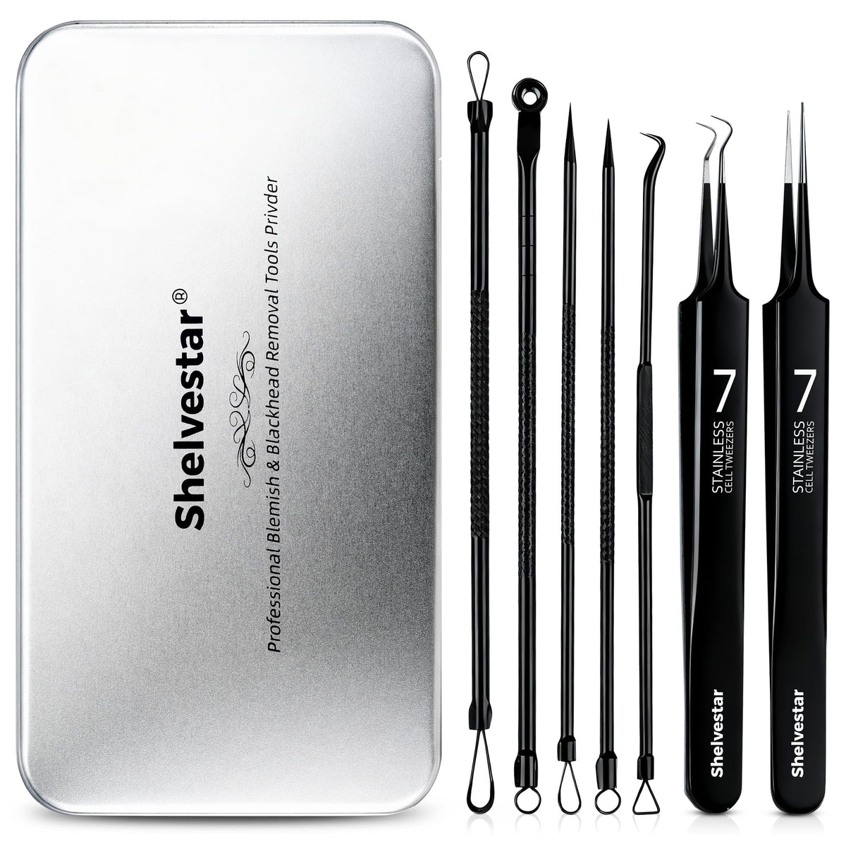 Blackhead Remover Tool Pimple Extractor Acne Removal Kit, Black
