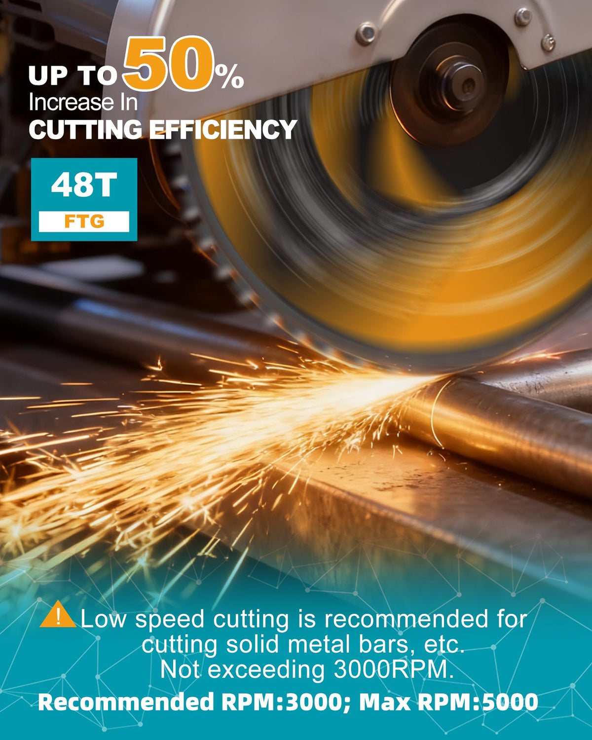 EXFEIN Metal Cutting Saw Blade 6-1/2 Inch 48T for Rebar, Angle Iron, Pipes, Channels, Ceramic Cemented Carbide with 5/8" Arbor, 2-Pack