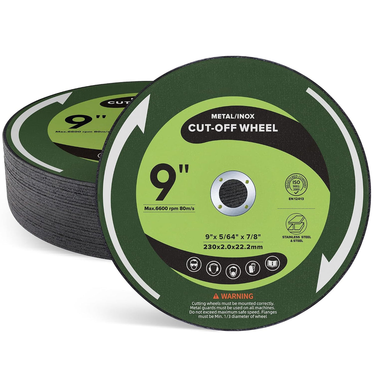 25PCS 9" Cut Off Wheels 9" x.075 x7/8" Metal & Stainless Steel Cutting Discs for Angle Grinder
