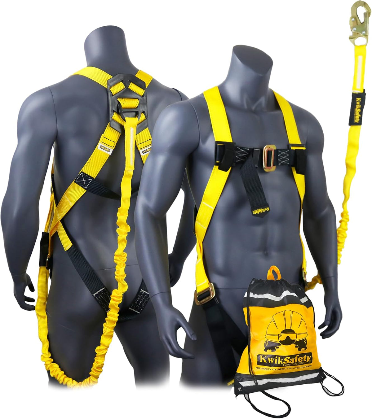 SCORPION Safety Harness [w/Attached 6ft Lanyard] Safety Harness Fall Protection Kit ANSI OSHA