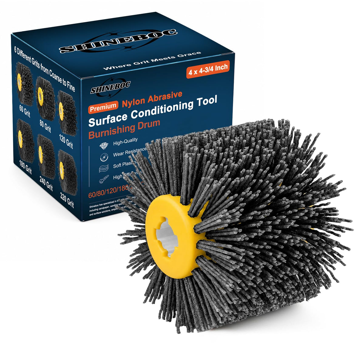 Shinboc 4.7 x 4 Inch Surface Conditioning Tool, 60 Grit Nylon Drawing Wheel