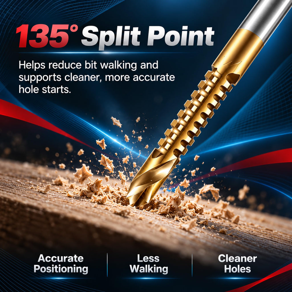 Titanium Coated HSS Twist Drill Bit Set for Metal, Wood & Plastic, 6Pcs