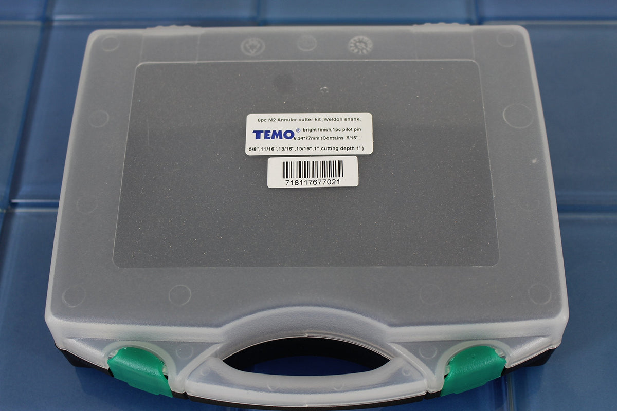 TEMO 6p M2 9/16" to 1" Annular Cutter Kit Set: Weldon Shank, One Pilot Pin