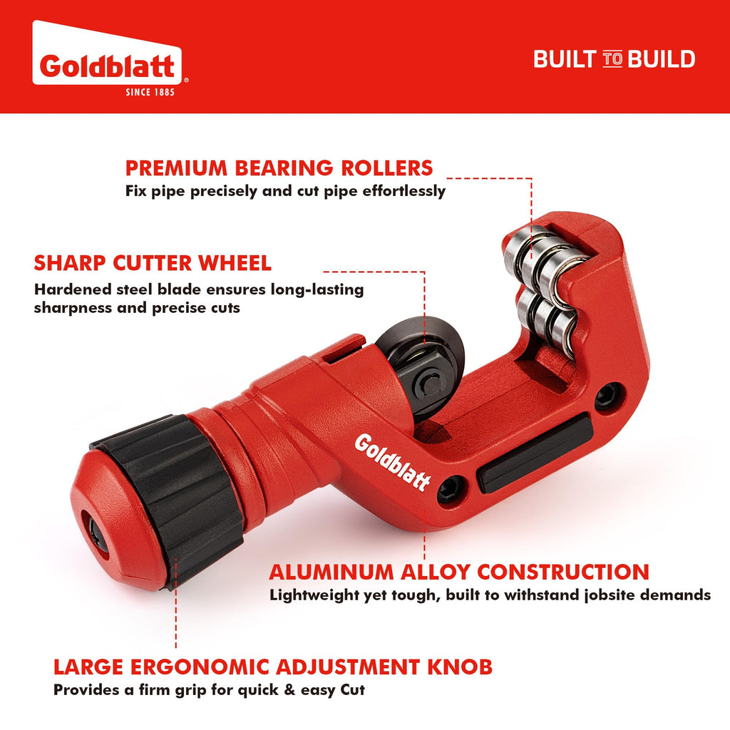 Goldblatt CSST Tubing Cutter, 1/8–1-1/4" Copper Pipe Cutter, Conduit Cutter