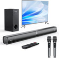 Soundbar with Subwoofer for TV, Home Theater Bluetooth 5.3 Speaker System with 2 Wireless Karaoke Mics, Surround