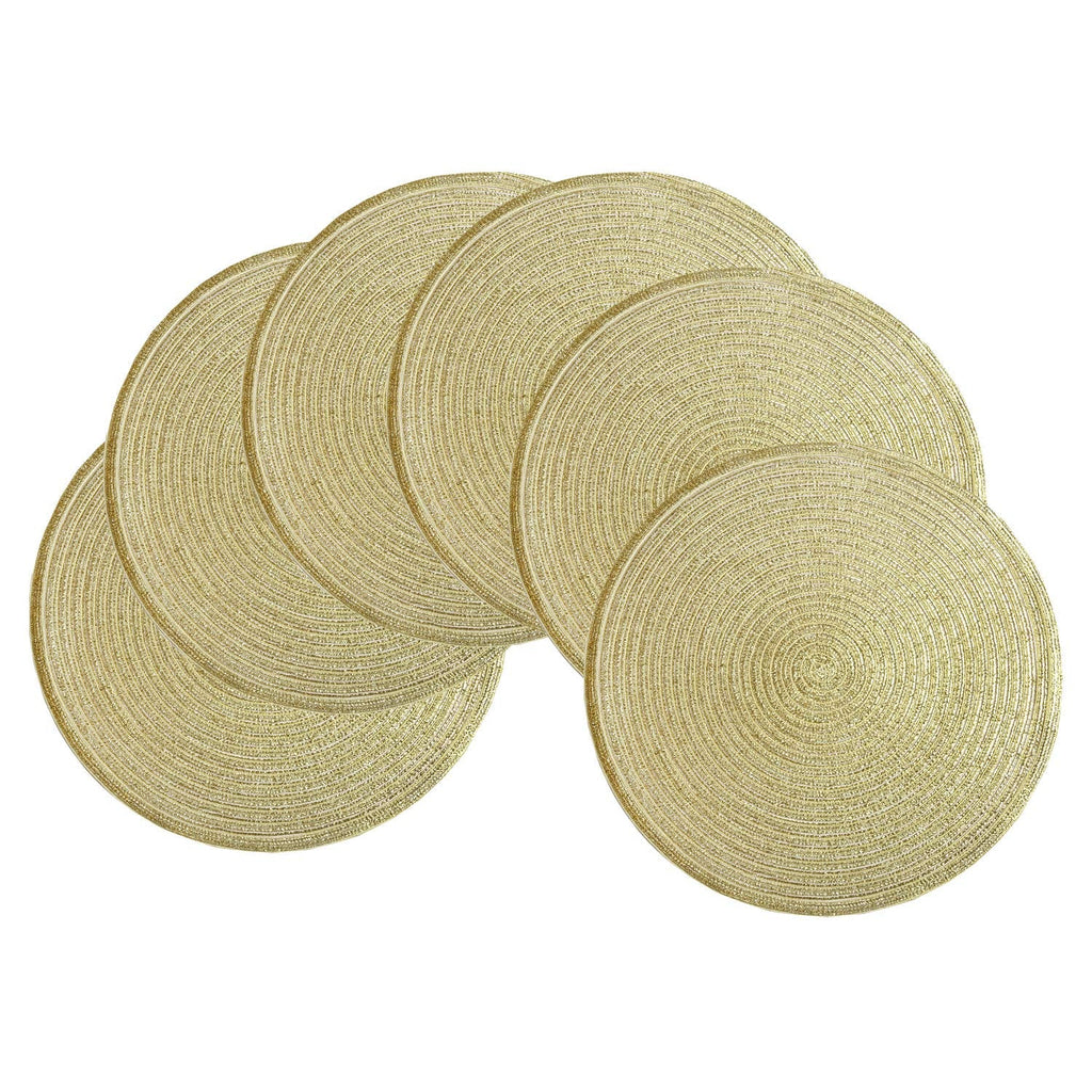 Gold Glitter Round Placemats Set