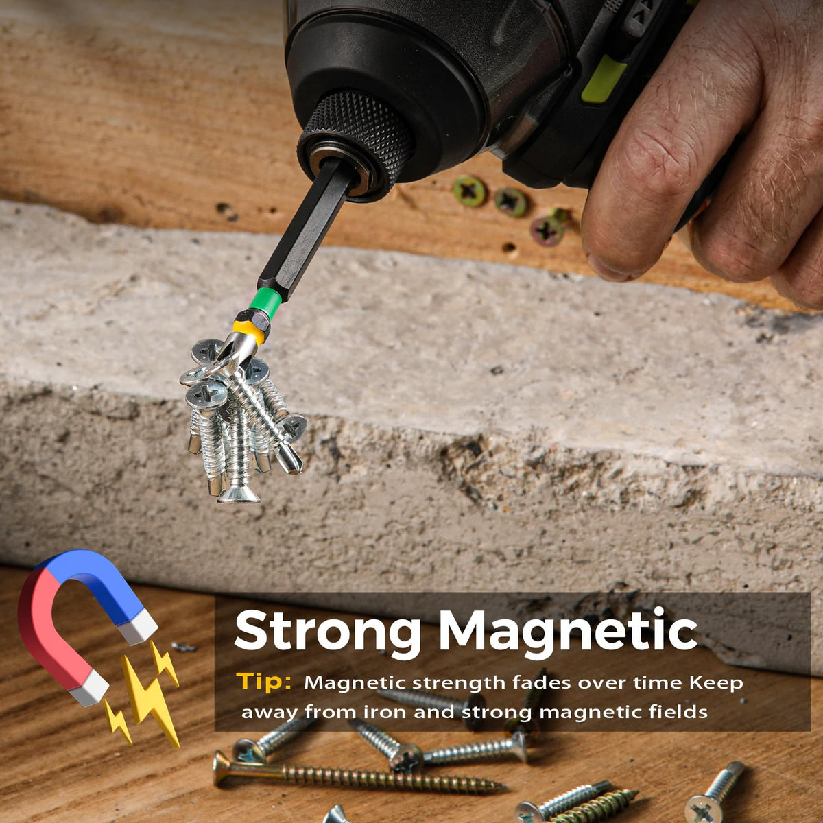1" Anti Slip Phillips Impact Bit #3,Taiwan S2 Steel Magnetic Screwdriver Bit Set,360° Laser Etched Phillips Head Bits,CNC Precision Tip & Impact Rated for Decking & Structural Framing - 10 Pack