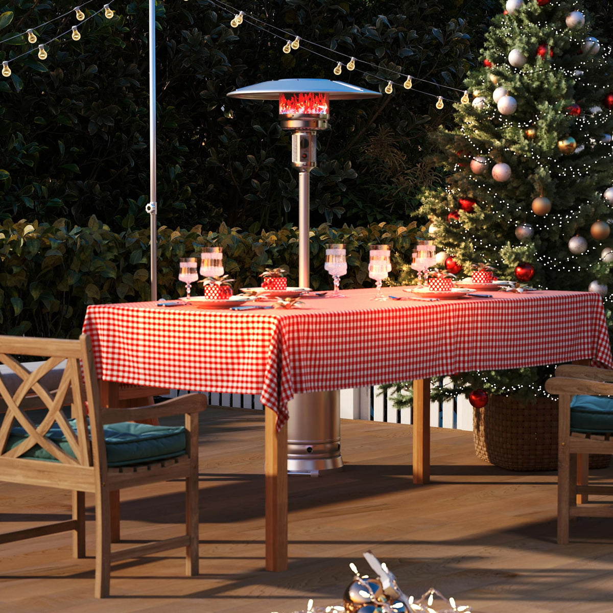 Stainless Steel Outdoor Heaters for Patio, LP Propane Heater Standing with Anti-tilt Switch for Garden Wedding Party