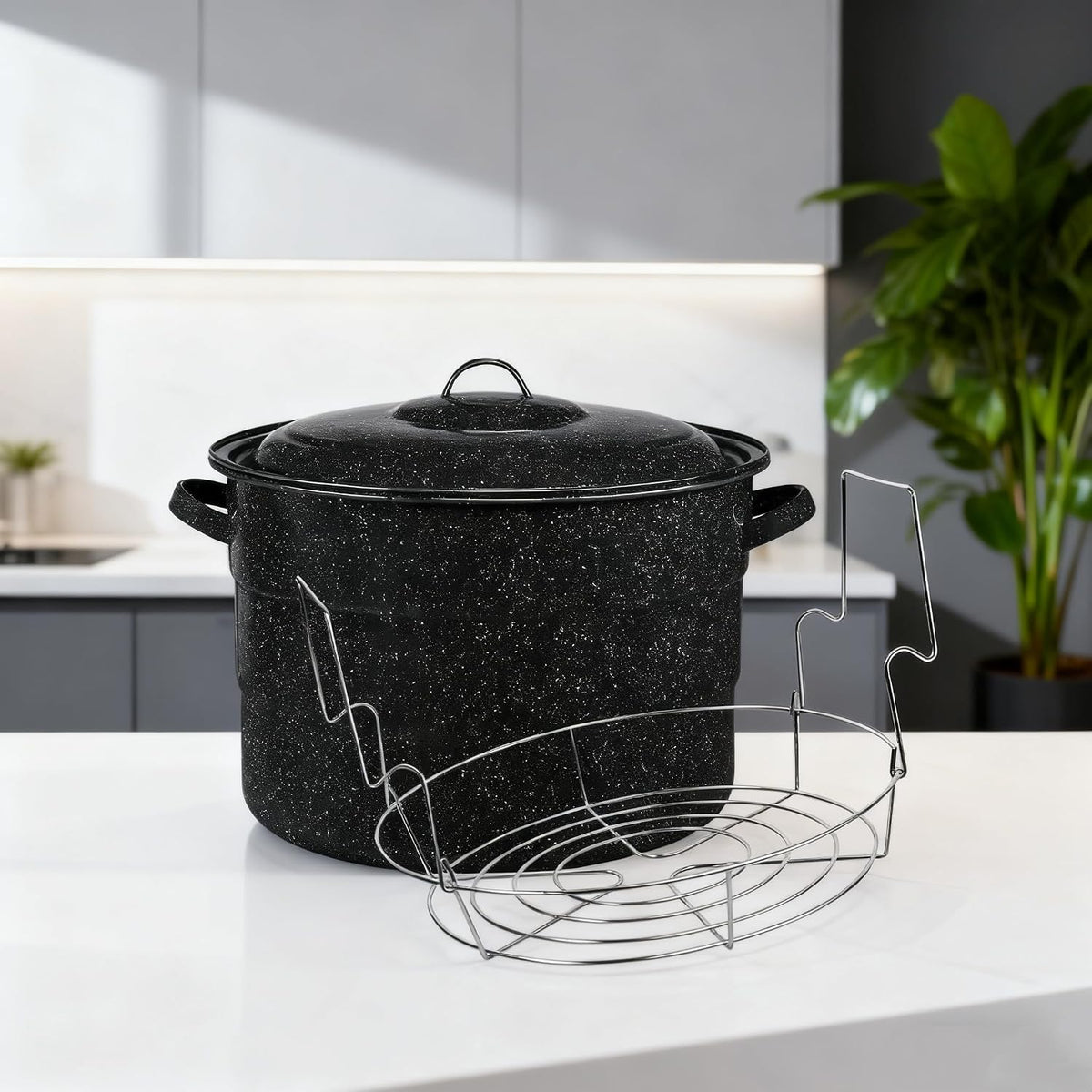 21.5 Quart Water Bath Canner - Large Food Grade Enamel Canning Pot with Rack, Heavy-Duty Canning Supplies for Jam