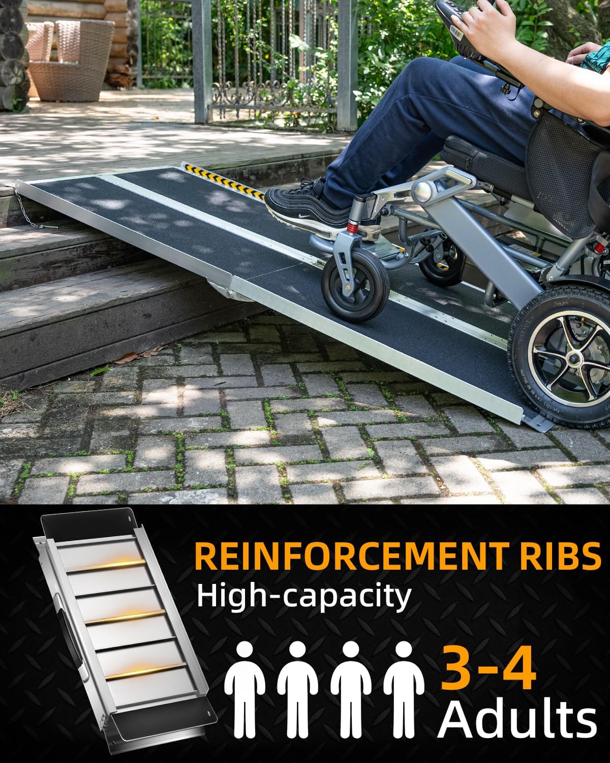 Portable Wheelchair Ramp 5FT, Non-Slip Ramps for Wheelchairs for Home