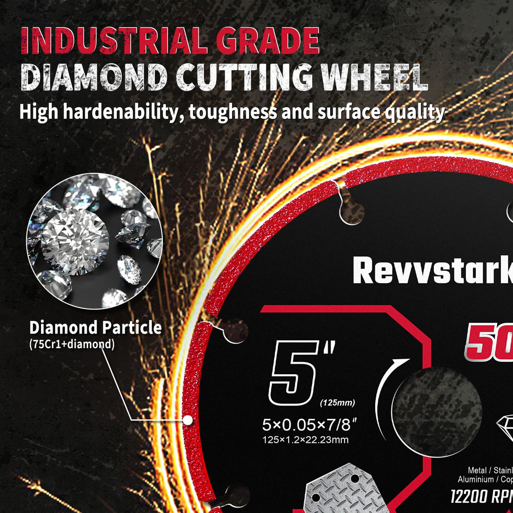 Revvstark 5 Inch Cut Off Wheel Diamond Cutting Wheel for Metal 7/8" Arbor