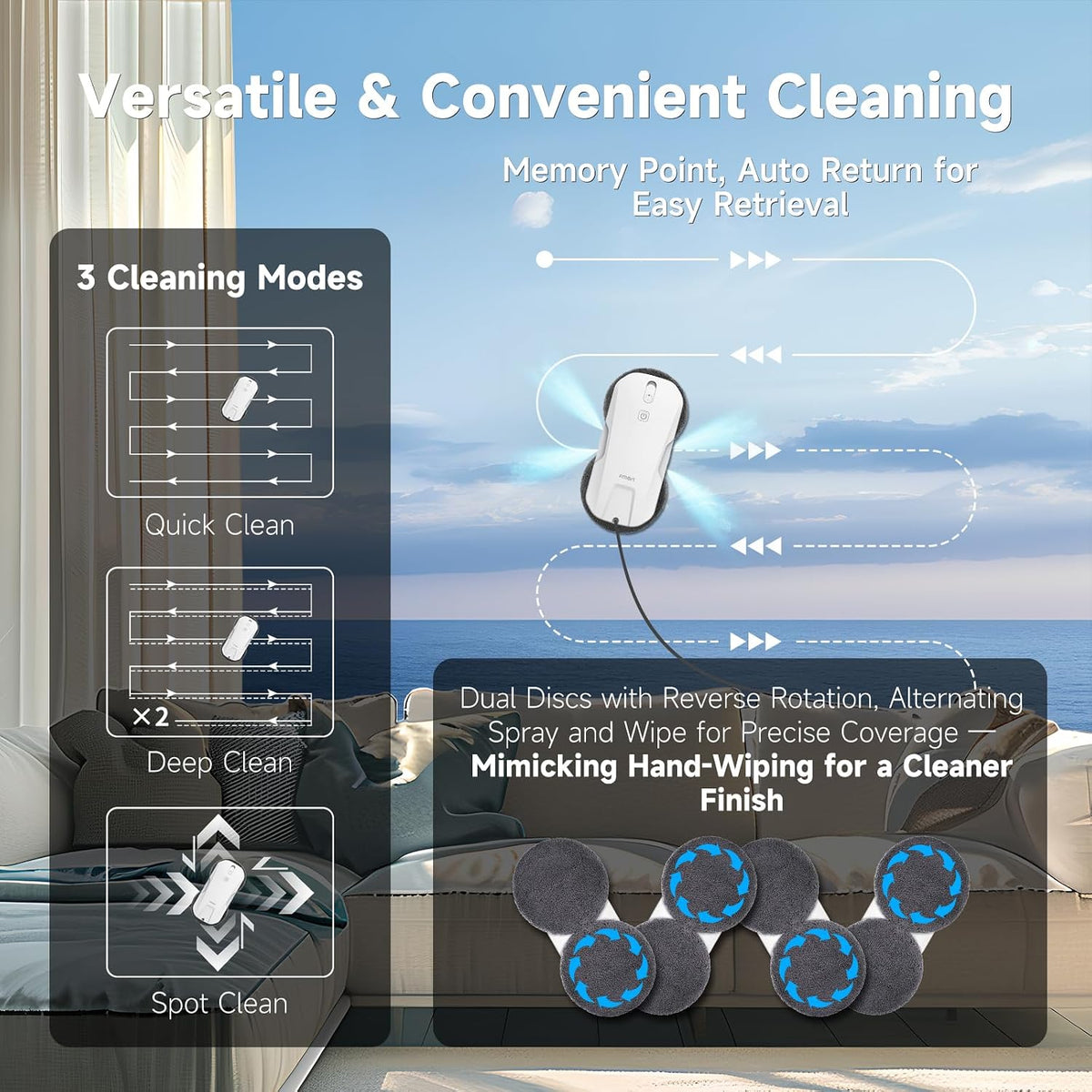 T11 Window Cleaning Robot with 4 Ultrasonic Water Sprays