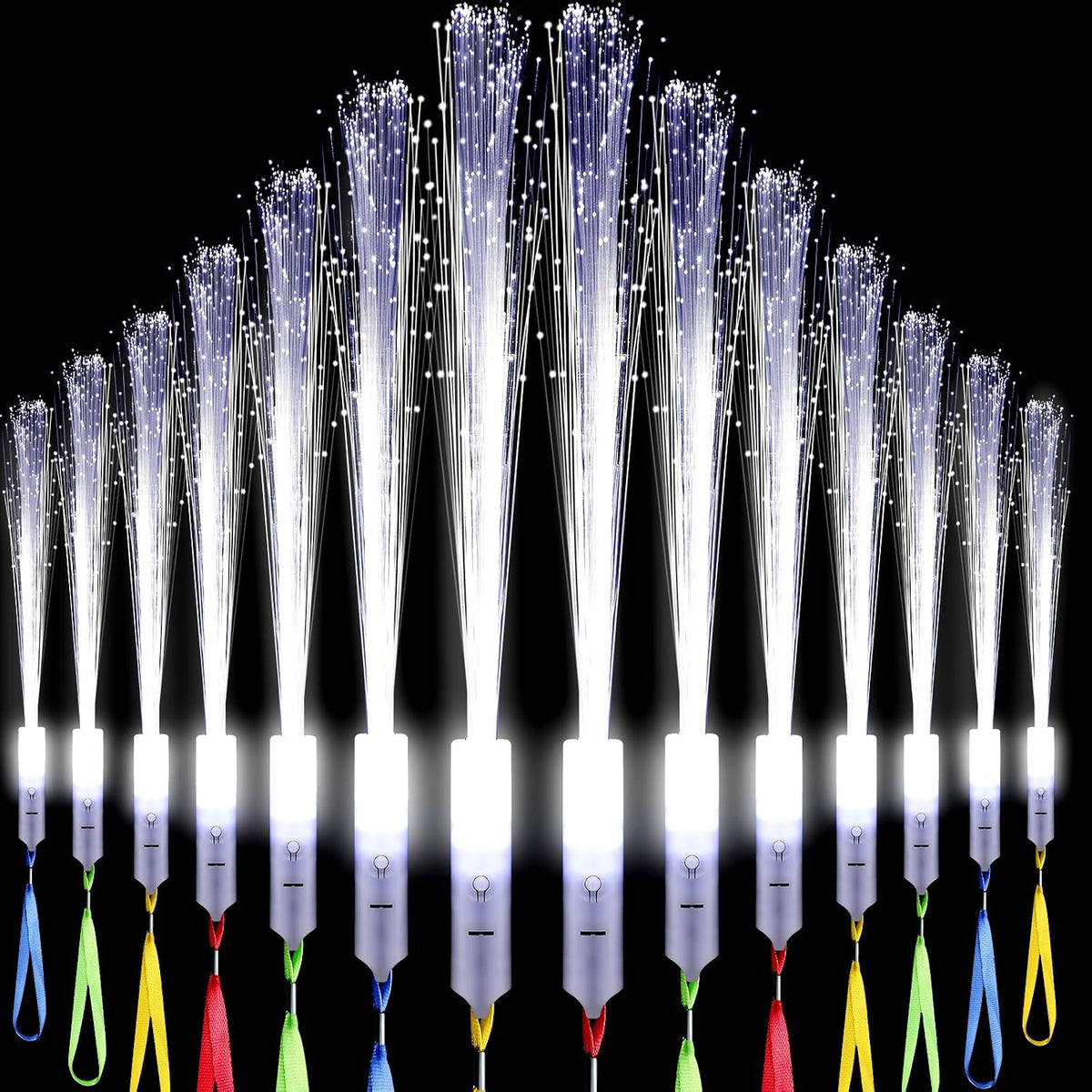 144 Pieces White Fiber Optic Wands Bulk LED Wedding Sparklers Send off Light up Wand Sticks with 3 Modes Flashing for