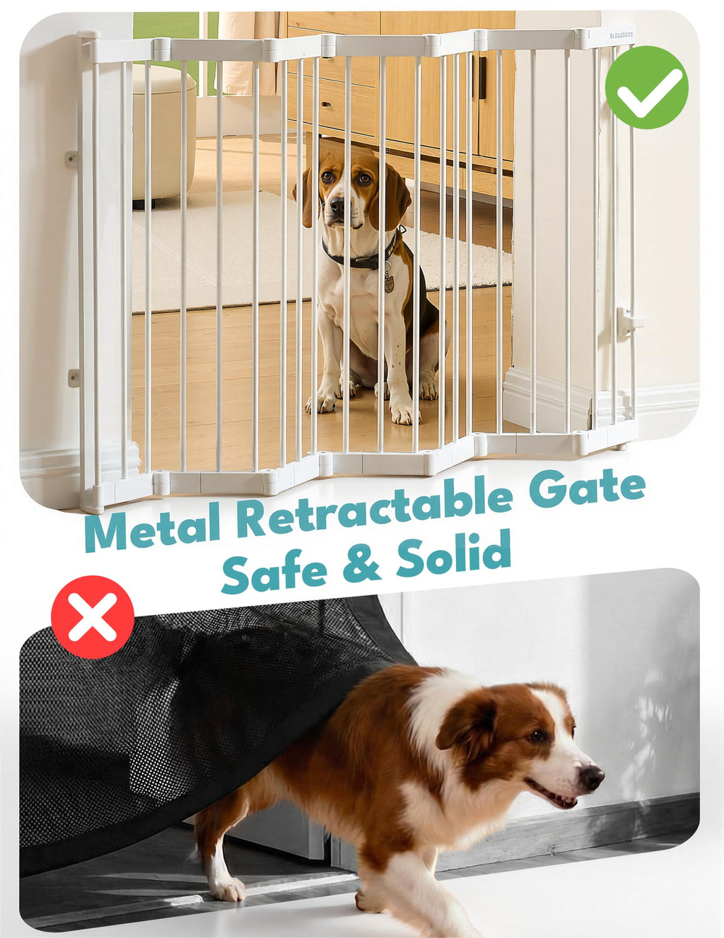 45" Wide x 36" Tall Extra-Wide Retractable Indoor Mesh Pet & Child Safety Gate with One-Hand Safety Lock for Wide Openings, Patios & Stairways