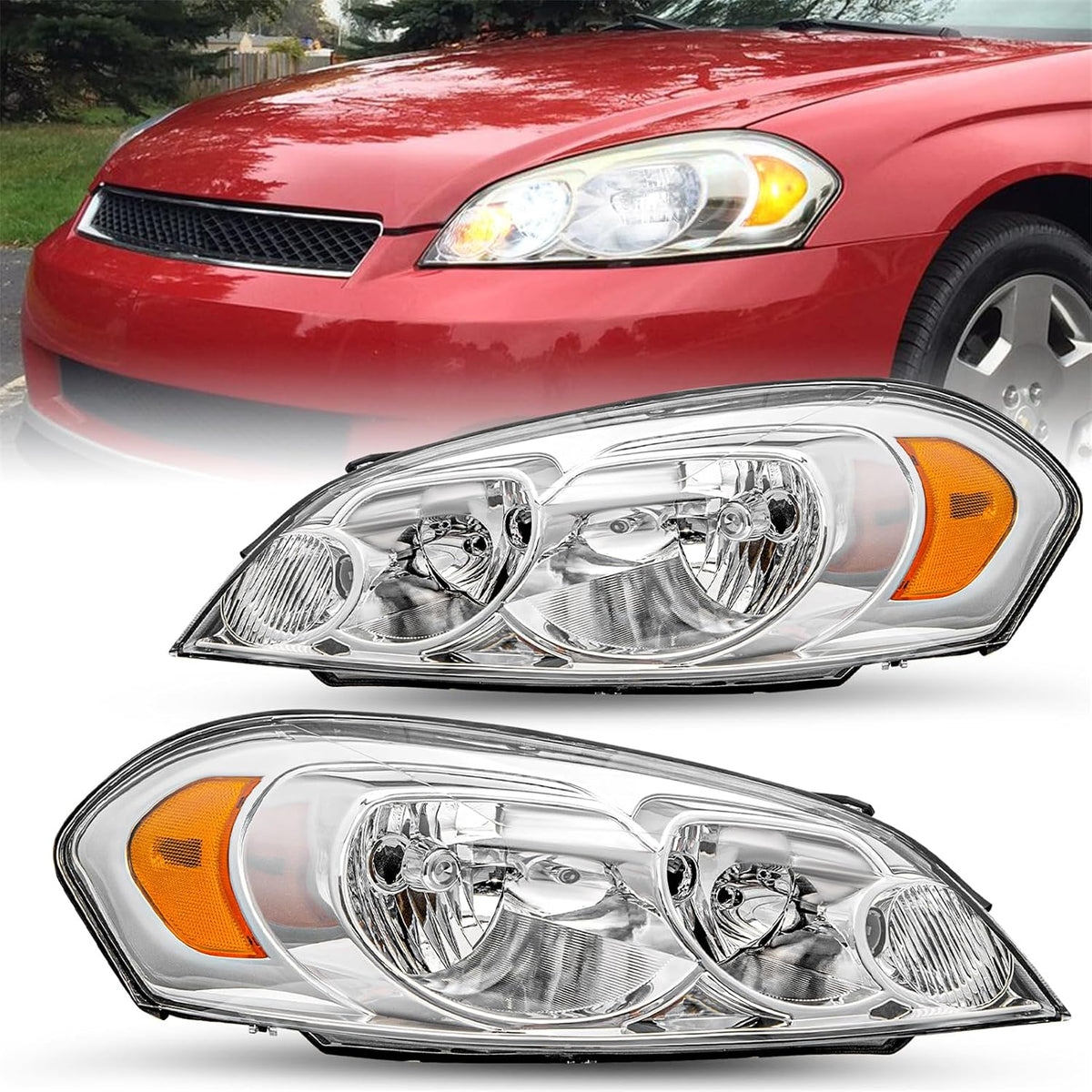 JSBOYAT Headlight Assembly Fit for 2006-2013 Chevy Impala