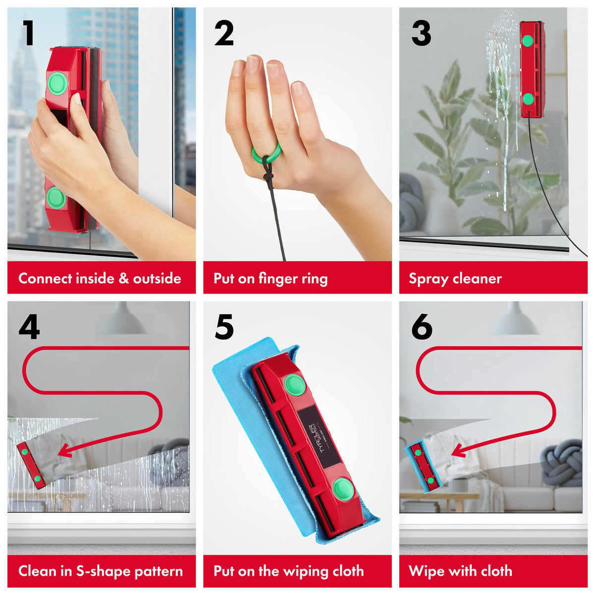 Tyroler Magnetic Window Cleaner Tool Fits Windows 0.8"-1.1" | The Glider D3