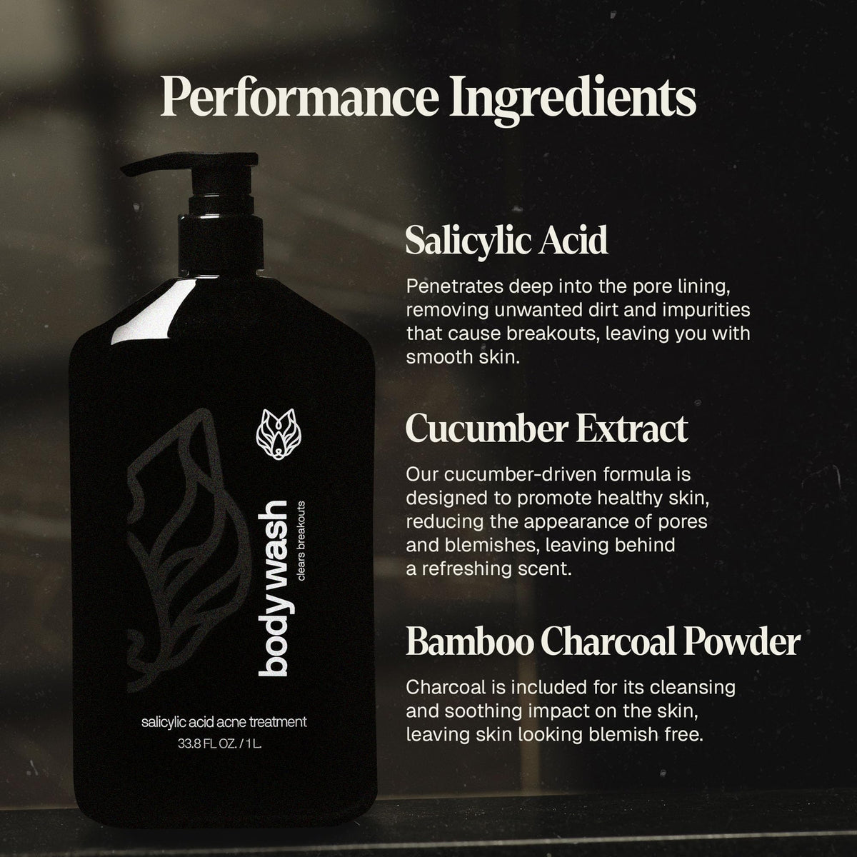 Salicylic Acid Body Wash for Men - Acne Face Wash, 1 Liter