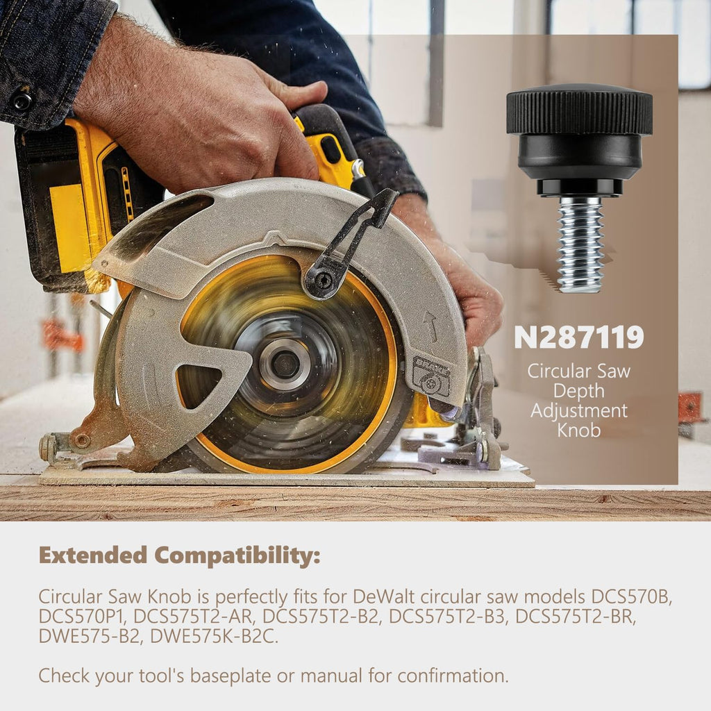 Eopzol N287119 Circular Saw Knob for DeWalt Cordless Circular Saw Replacement Rip Fence Screw Compatible with DCS570B DCS570P1 DCS575T2-AR DCS575T2-B2 DCS575T2-B3 DCS575T2-BR DWE575-B2 DWE575K-B2C