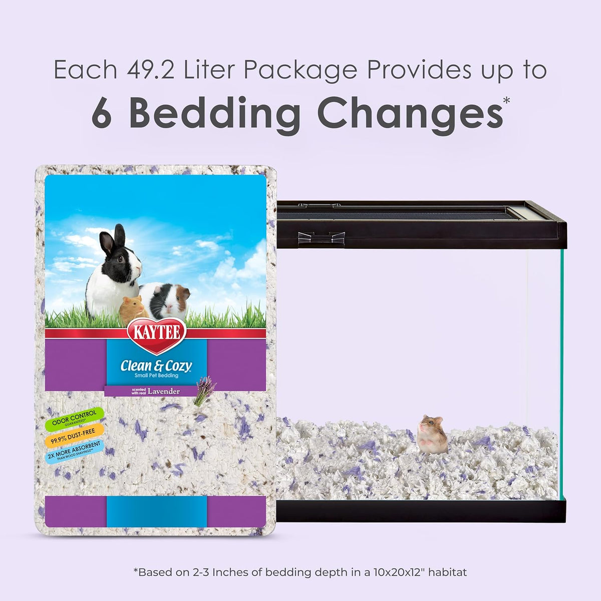 Clean & Cozy Lavender Paper Bedding for Guinea Pigs, 49.2 Liters | Fresher habitats with rabbit bedding. Hamster